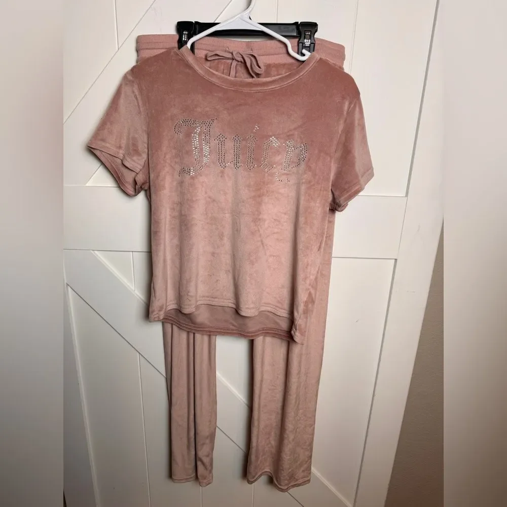 Juicy Couture Blush Velour Sleepwear Pajama Set Large